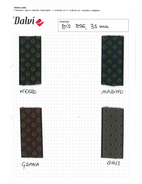 Tirante 35mm 3 pinzas y espalda piel Diseño 856