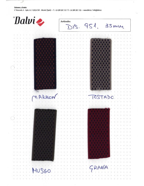 Tirante 35mm 4 pinzas y espalda metálica Diseño 951