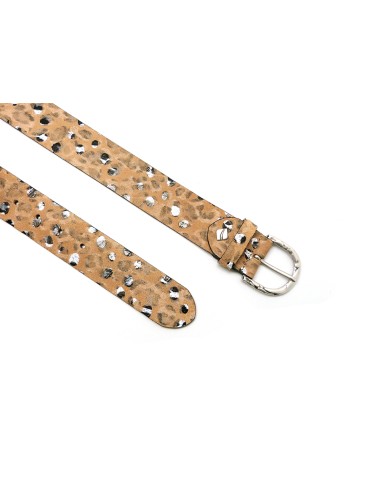 Cinturón piel Leopardo hebilla acabado rústico 40mm