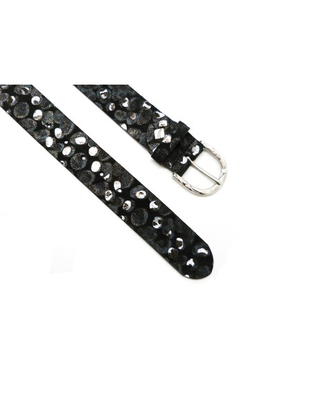 Cinturón piel Leopardo hebilla acabado rústico 40mm