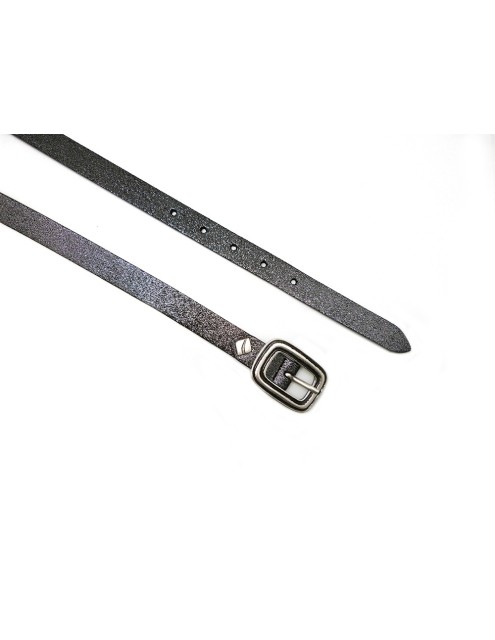 Cinturón 20mm piel Serraje  laminado brillo hebilla doble