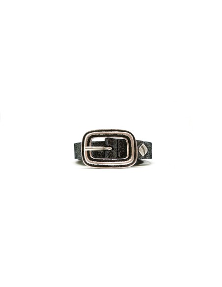 Cinturón 20mm piel Serraje  laminado brillo hebilla doble